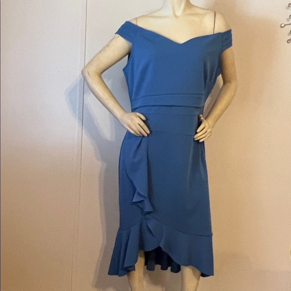 Chic Off-Shoulder Blue High Low Dress